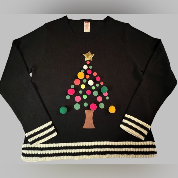 Holiday Time, Women’s Large, Christmas Pullover Sweater, Colorful Xmas Tree - Picture 12 of 12
